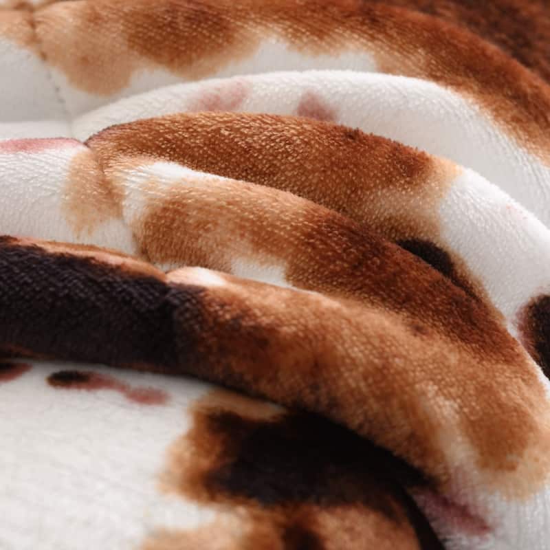 HomeRoots 50" X 60" Brown and White Velvet Quilted Animal Print Plush Throw Blanket