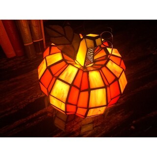 Shop 9" H Patch the Pumpkin Stained Glass Accent Lamp - 8.25"L x 8.25"W