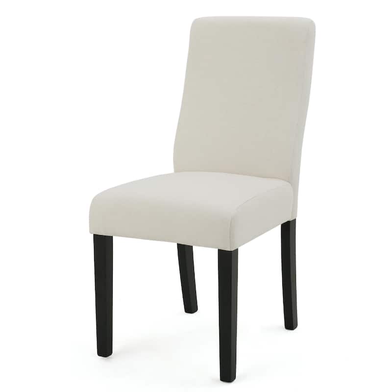 Celine Dining Side Chair Set of 2, Ivory Fabric and Black Wood Frame