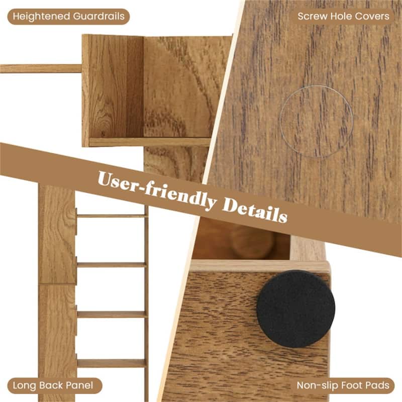 64" Tall Engineered Wood Storage Organizer Bookcase for Living Room or Bedroom - 27"L x 9"W x 64"H