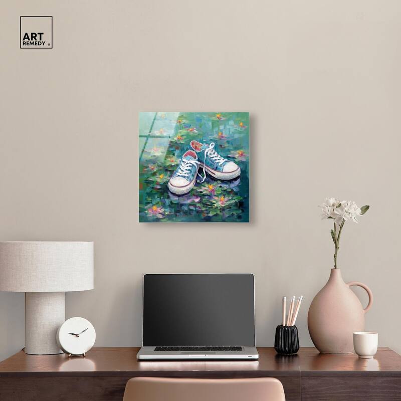 Lily Pad Sneakers II Acrylic by Art Remedy, Ready to Hang