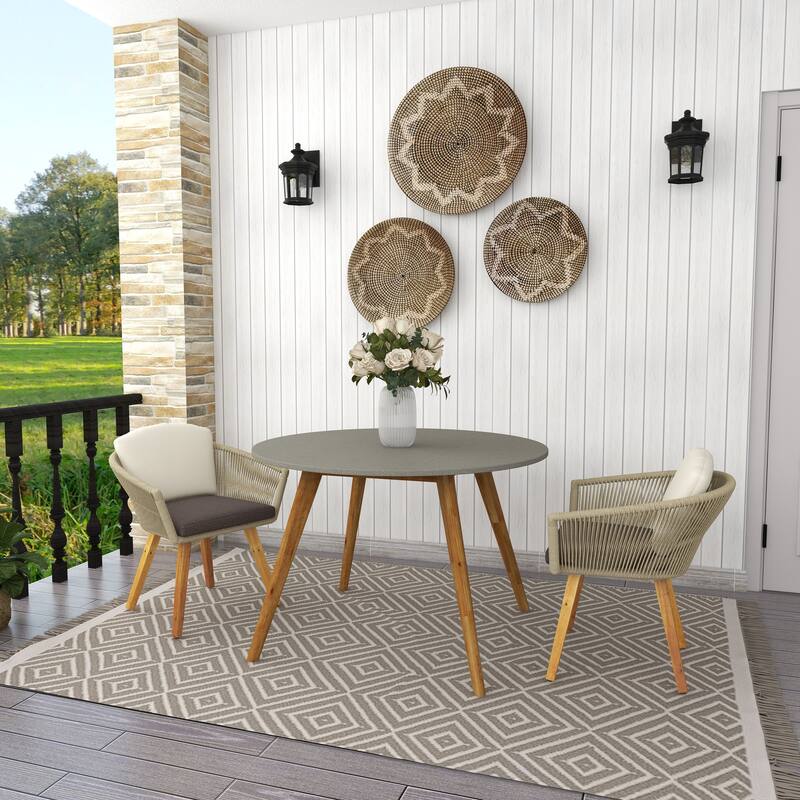 Gray Concrete Resin Modern Outdoor Dining and Accent Table Collection