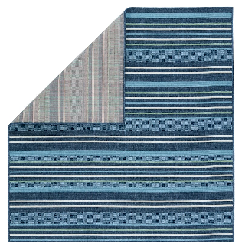 Elara Indoor/ Outdoor Striped Blue/ Green Area Rug
