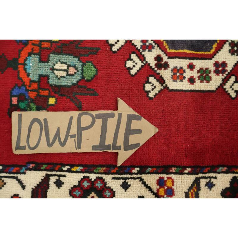 Hand Knotted Oriental 100% Wool Carpet Traditional Geometric Red Shiraz Area Rug - 5' 0'' X 3' 1''