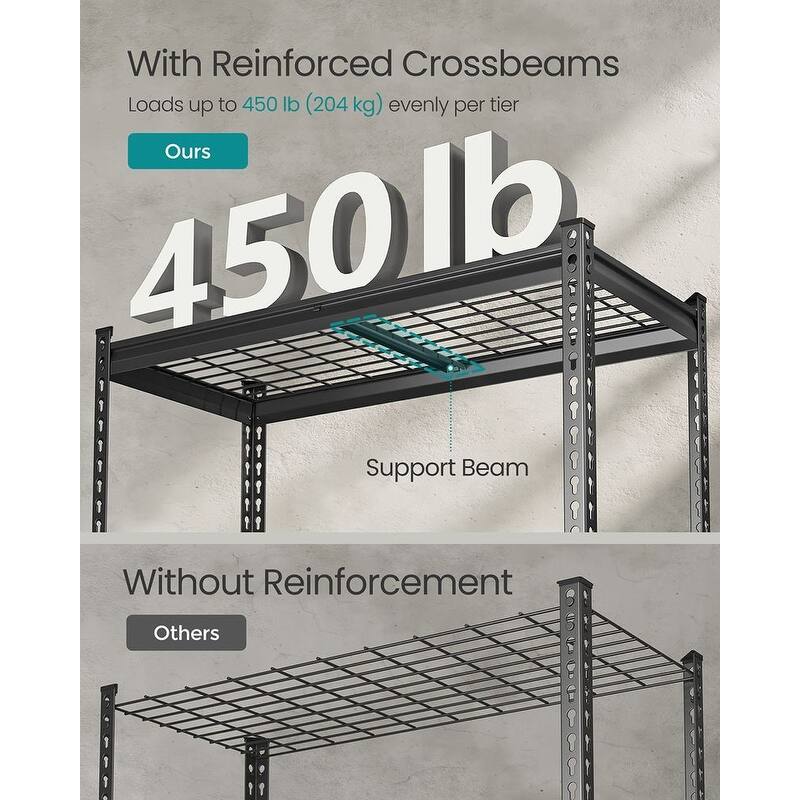 Ink-Black 5-Tier Storage Shelves, Steel Shelf, Boltless Assembly for Garage Shed