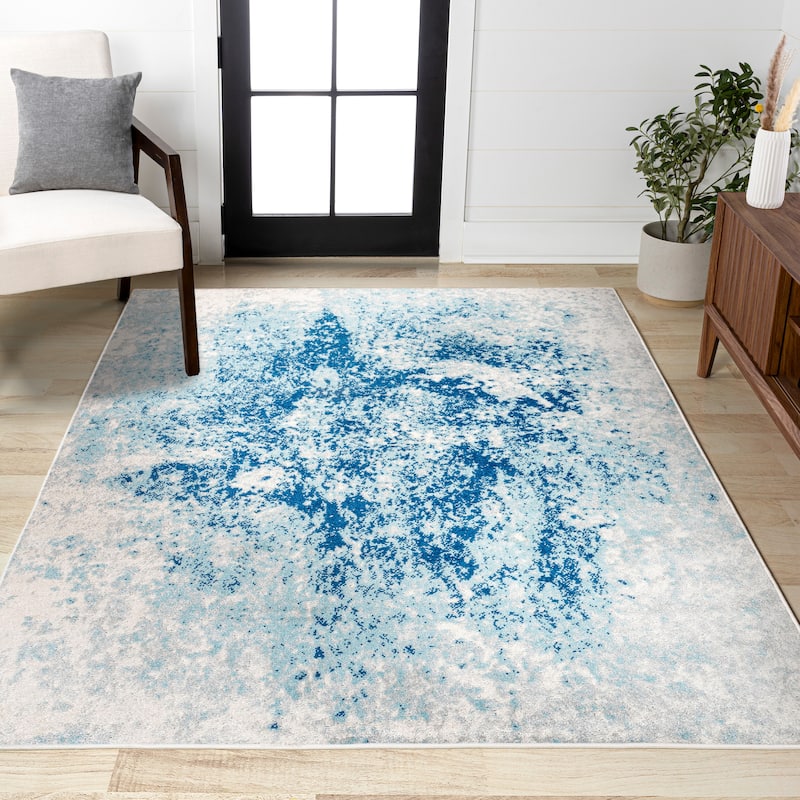 JONATHAN Y Storm Modern Abstract Area Rug - 4 X 6 - Cream/Blue