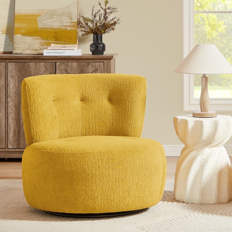Art Leon Flannel Upholstered Swivel Accent Chair - Yellow