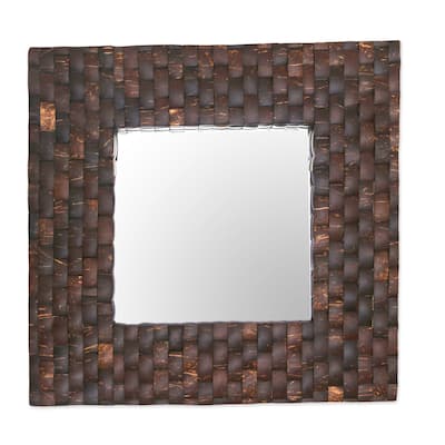 Novica Handmade Reflections Of Nature Coconut Shell Wall Mirror