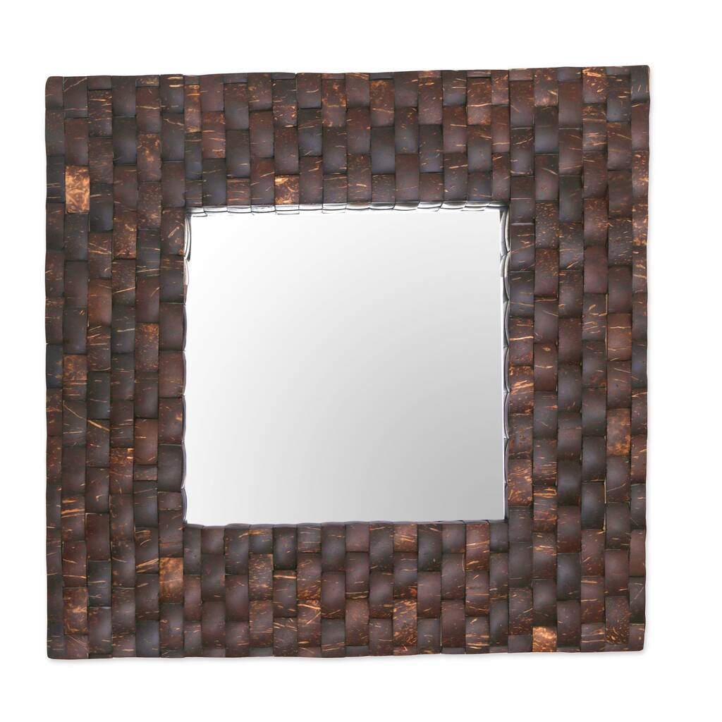 Novica Handmade Reflections Of Nature Coconut Shell Wall Mirror
