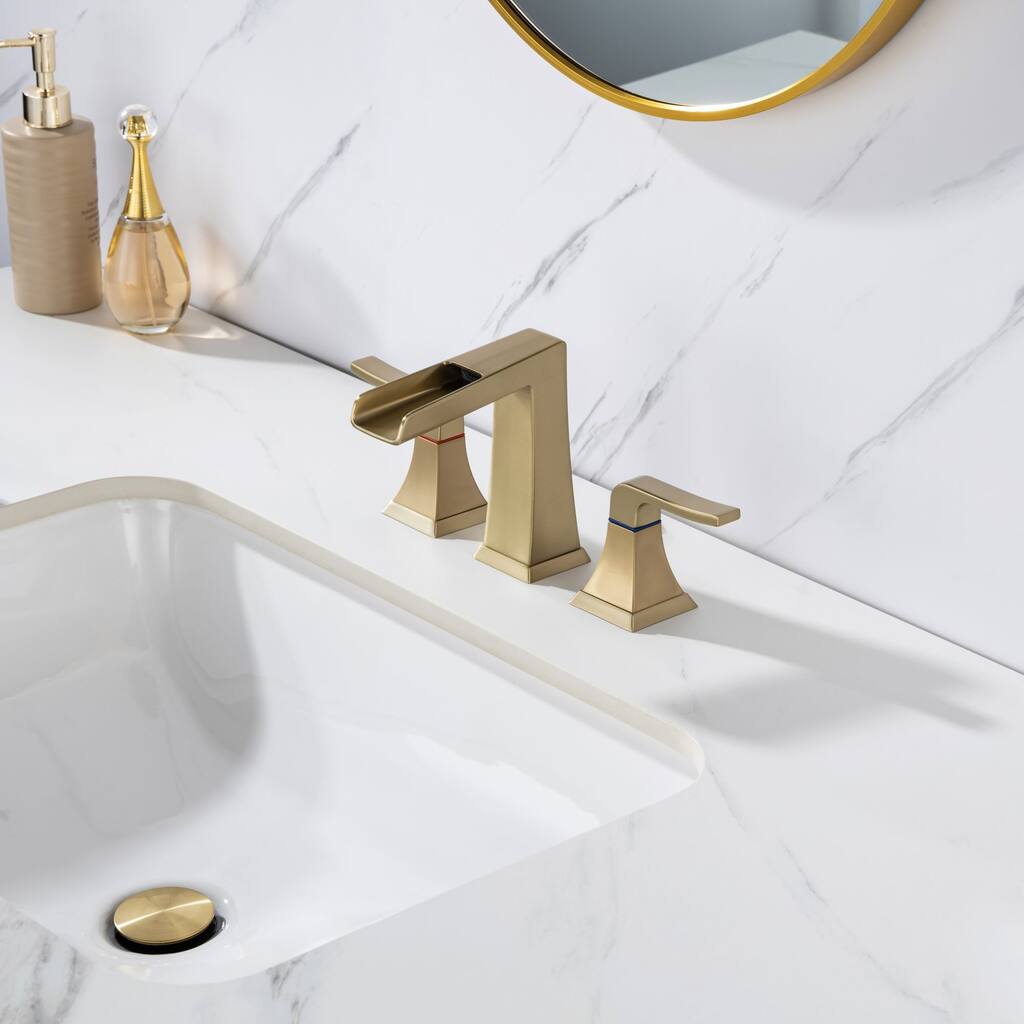 Widespread Bathroom Sink Faucet,Widespread Brushed Nickel Bathroom Faucet 3 Hole with Stainless Steel Pop Up Drain