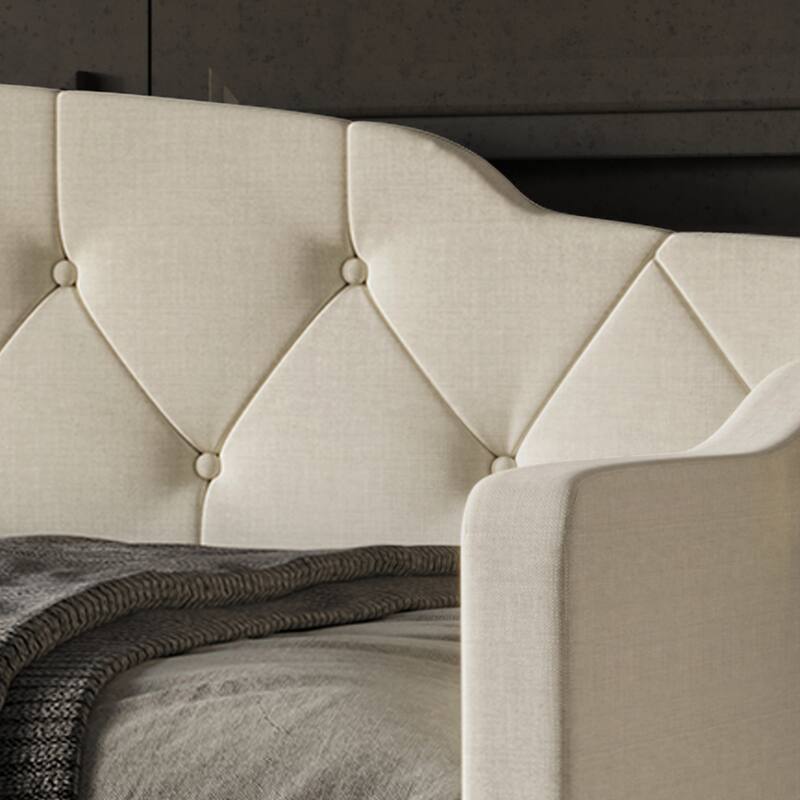 CraftPorch Modern Linen Nailhead Button Tufted Twin Daybed