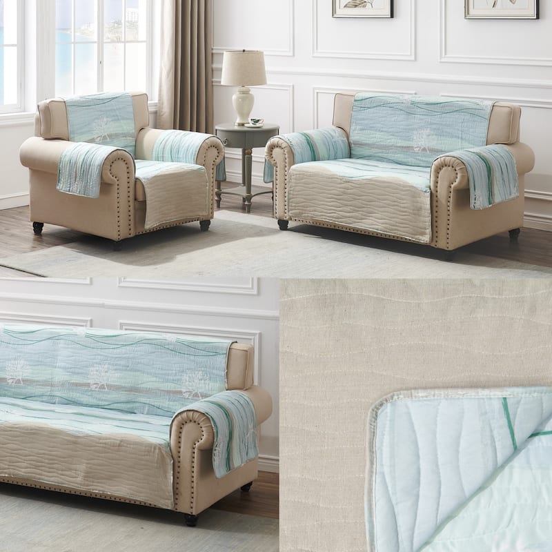 Greenland Home Fashions Maui Reversible Sofa Protector - 127 x 77 inches