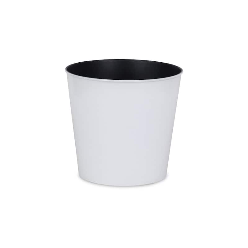 HomeRoots 11" White Recycled Plastic Indoor Outdoor Round Pot Planter