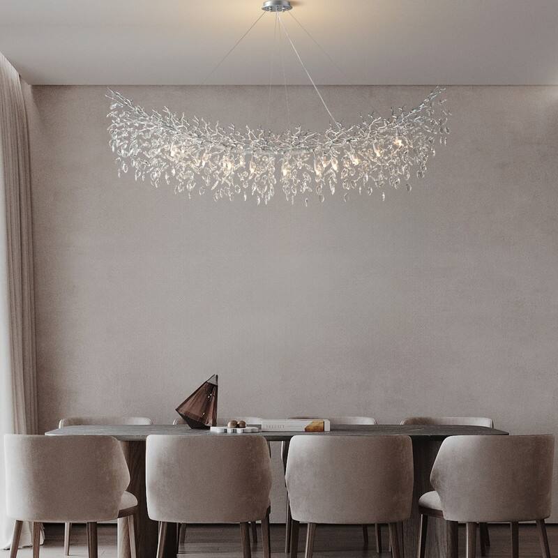 Modern Branch Crystal Linear Chandelier, 1100-1830mm Dining Pendant Light