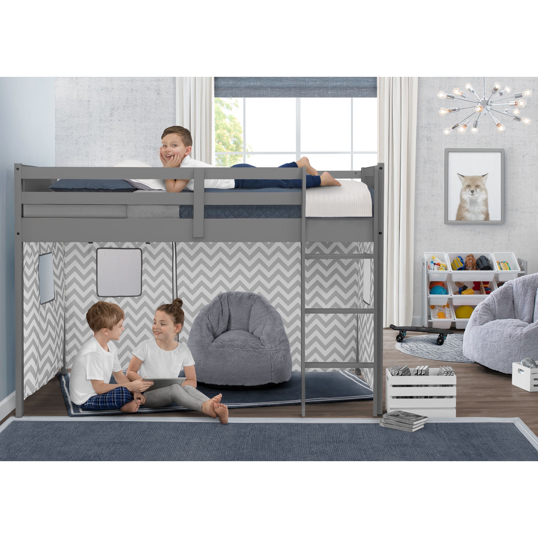 Twin loft bed with tent deals