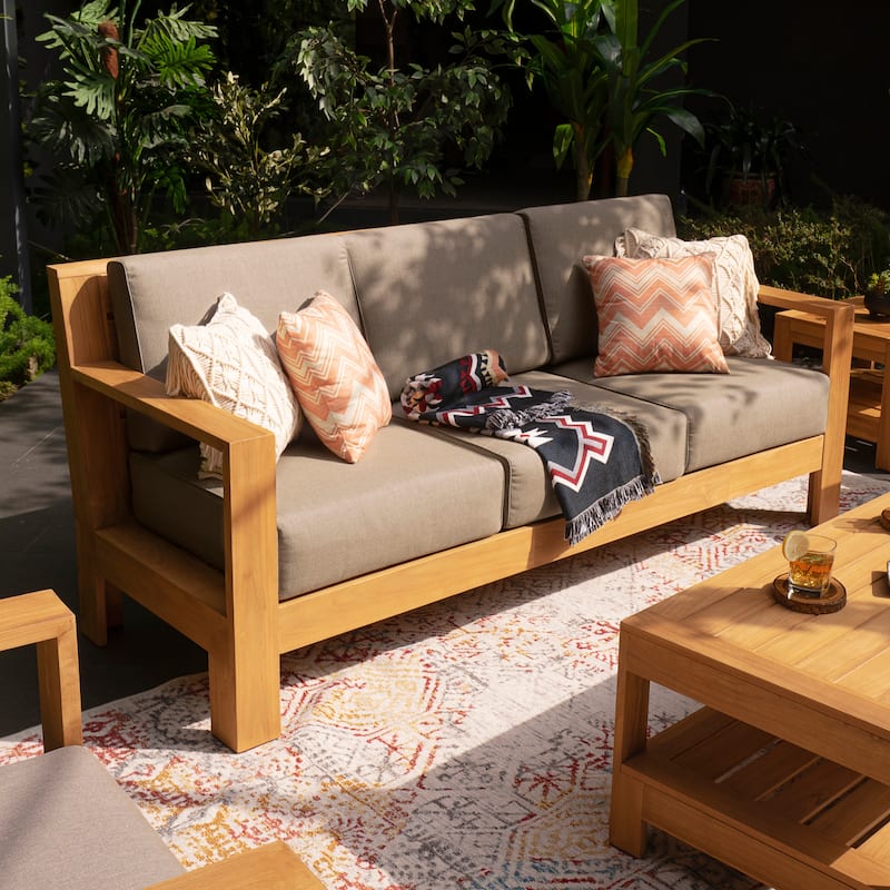 Cambridge Casual Logan Teak Patio Sofa with Sunbrella Cushion