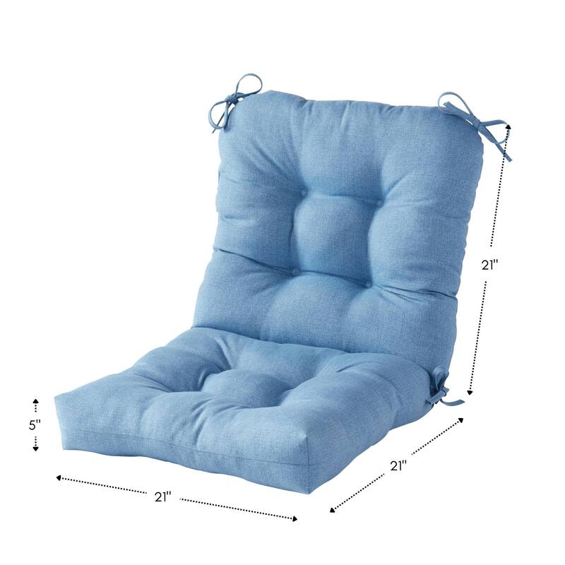 Outdoor 21 x 42-inch Heathered Solid Seat/Back Chair Cushion (Set of 2) (Cushions Only)