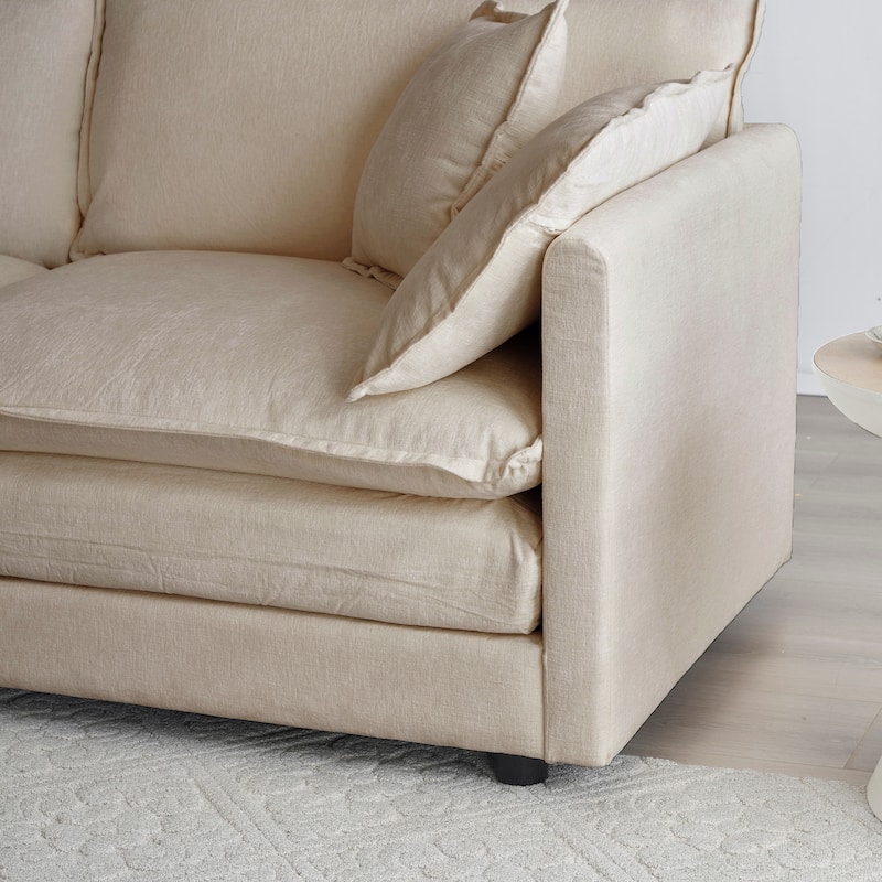 GDFStudio - Thaddeus Three-Seater Chenille Modular Sofa with Arm and Toss Pillows