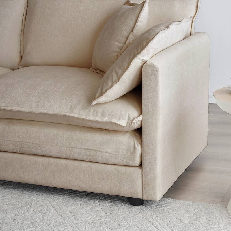 Modular Large U-Shape Sectional Sofa, Double Extra Ottomans, Comfort Chenille Upholstered Couch with Reversible Chaise