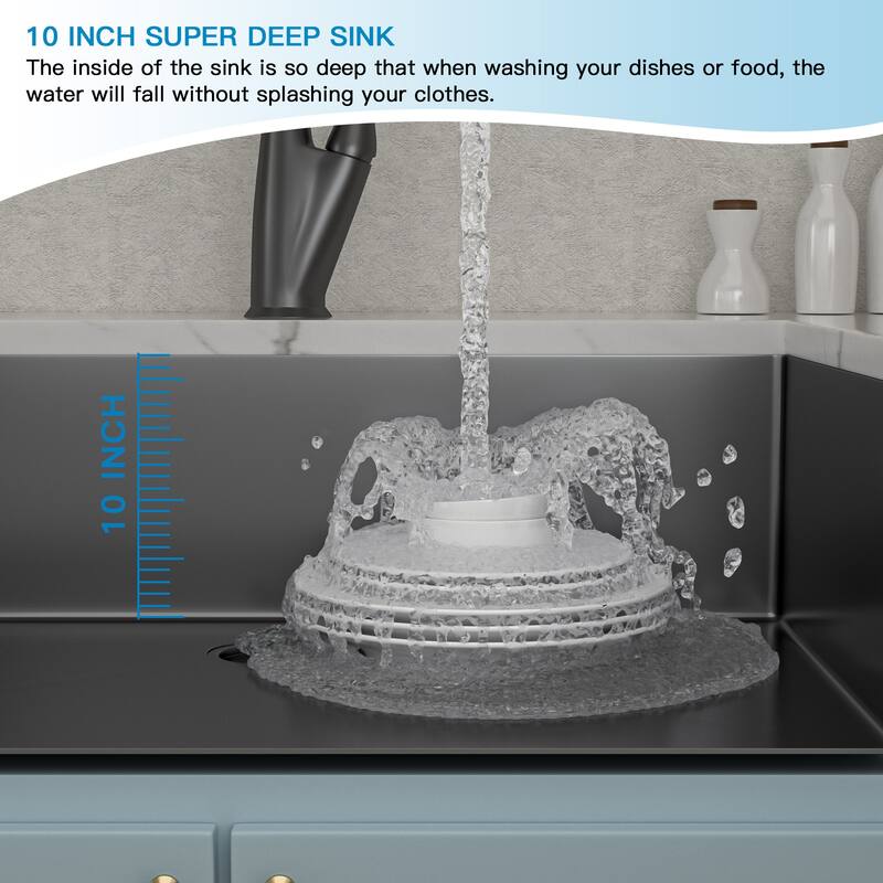 33inch Apron-Front Farmhouse Dual Bowl Stainless Steel Kitchen Sink