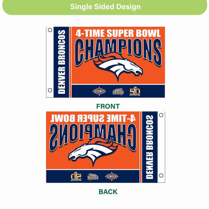 Denver Broncos Single Sided Flag w/ 2 Grommets, 3'x5'