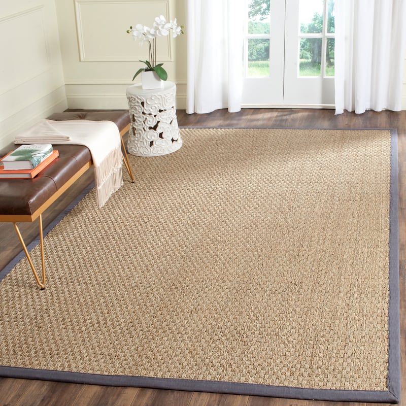 SAFAVIEH Natural Fiber Marina Basketweave Seagrass Rug - 5' x 8' - Natural/Dark Grey