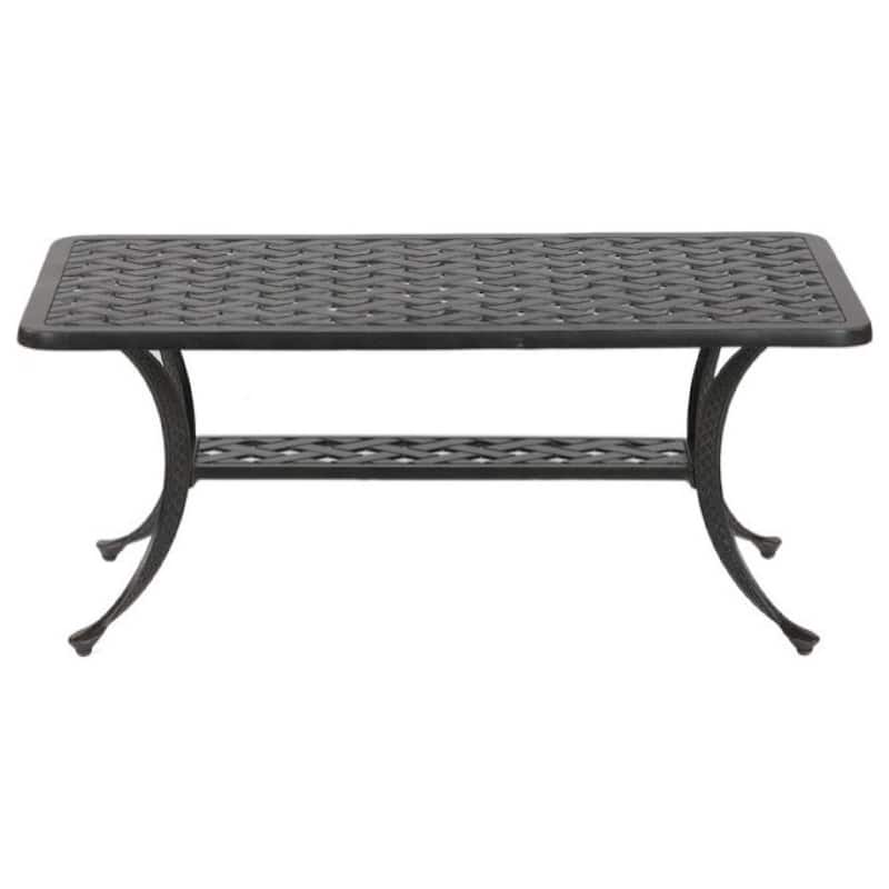 42 Inch Cast Metal Outdoor Patio Coffee Table, Dark Bronze