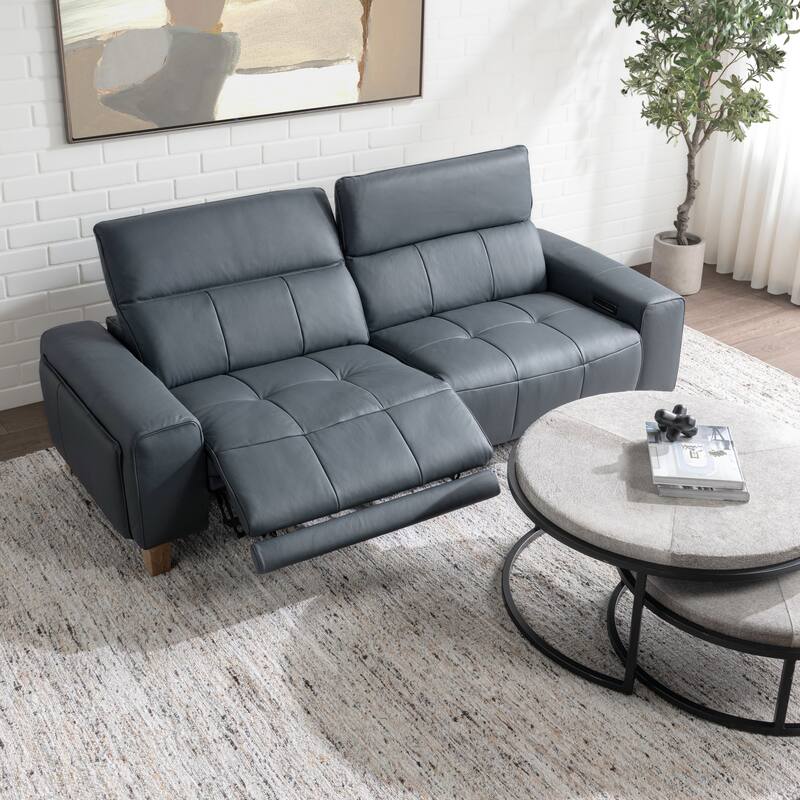 Classic Home Alea Zero Gravity Power Recliner Upholstered Leather Sofa - Smoke Blue