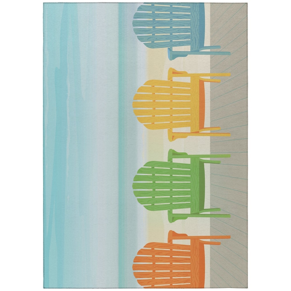 Indoor/Outdoor Harpswell Beach Chairs Washable Rug