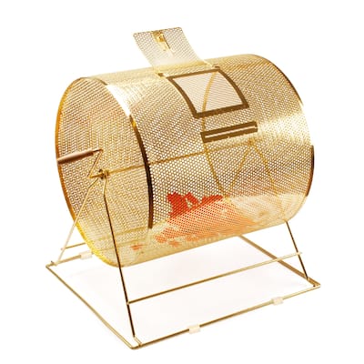GSE™ X-Large Brass Raffle Ticket Drum - Holds 15,000 Tickets or 500 Ping Pong Raffle Balls - Yellow