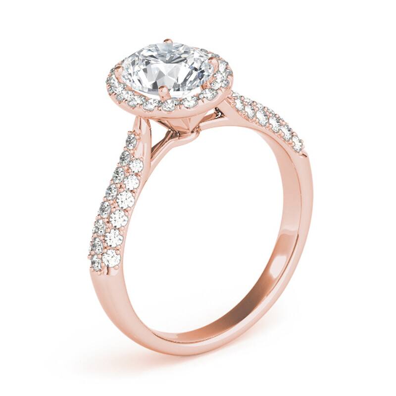 Auriya 14k Rose Gold Lab Grown Oval Diamond Halo Engagement Ring 0.50 to 5.00 ct. tw. (F-G VS)
