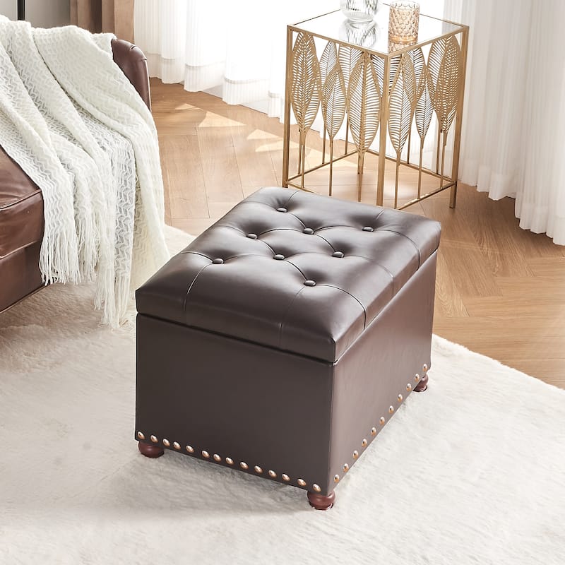 Adeco Contemporary Bench Lift-top Storage Ottoman