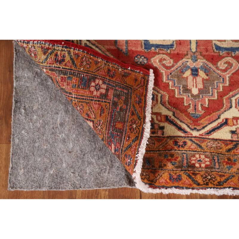 Vegetable Dye Heriz Persian Vintage Runner Rug Hand-knotted Carpet - 3'6"x 10'10"