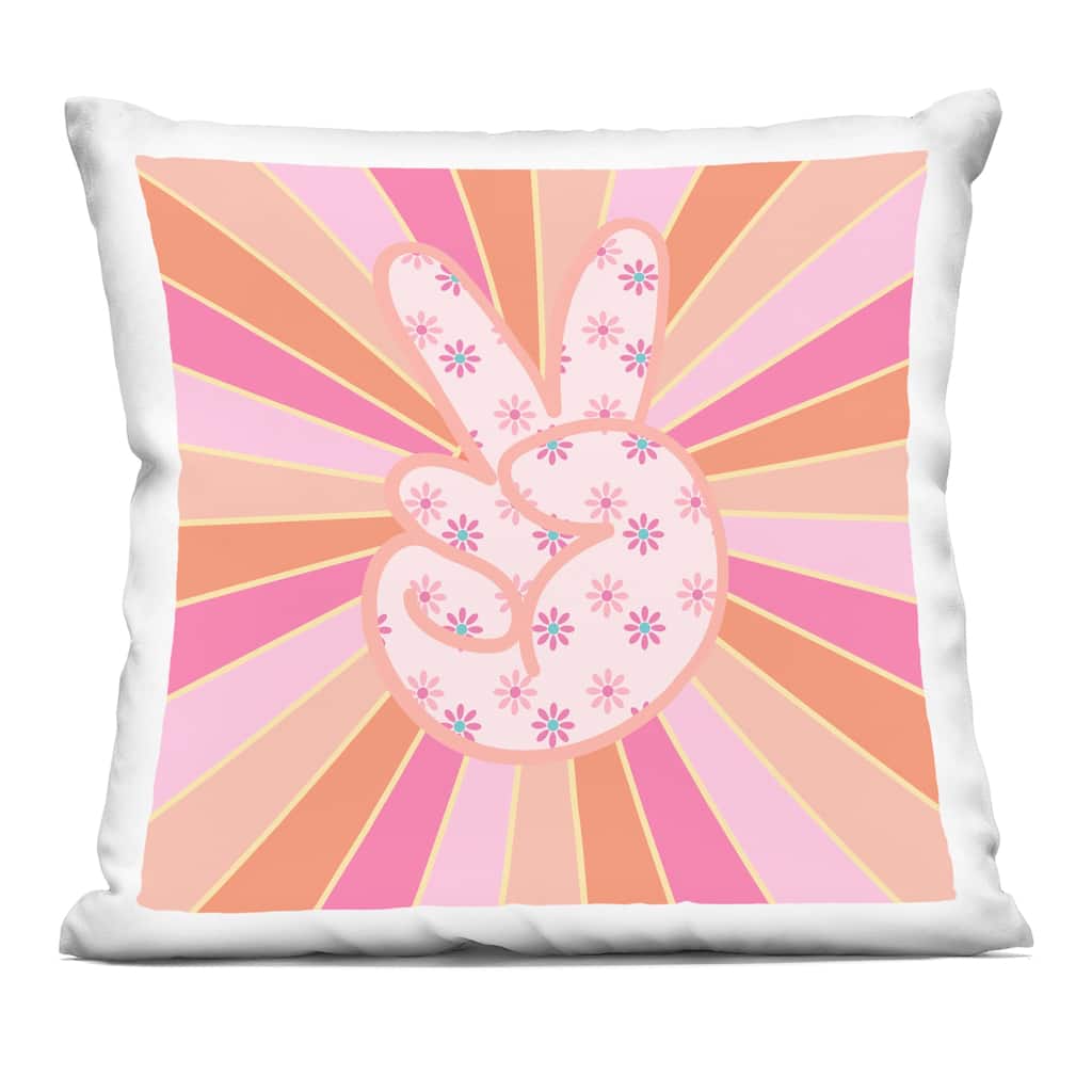 Stupell Beaming Peace Sign Hand Decorative Printed Throw Pillow Design by Jesse Keith
