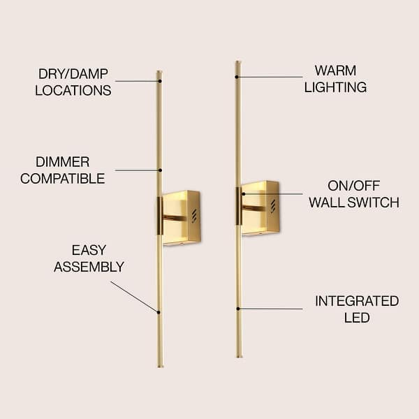 dimension image slide 2 of 13, Conley 28" Dimmable Integrated LED Metal Wall Sconce, by JONATHAN Y