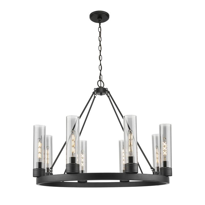 Innovations Lighting Downtown Urban - Boreas - 6 Light 36" Chandelier with 11" Shades - Matte Black/Light Smoke