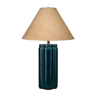 Jamie Young Allister Ceramic Table Lamp with Raffia Shade