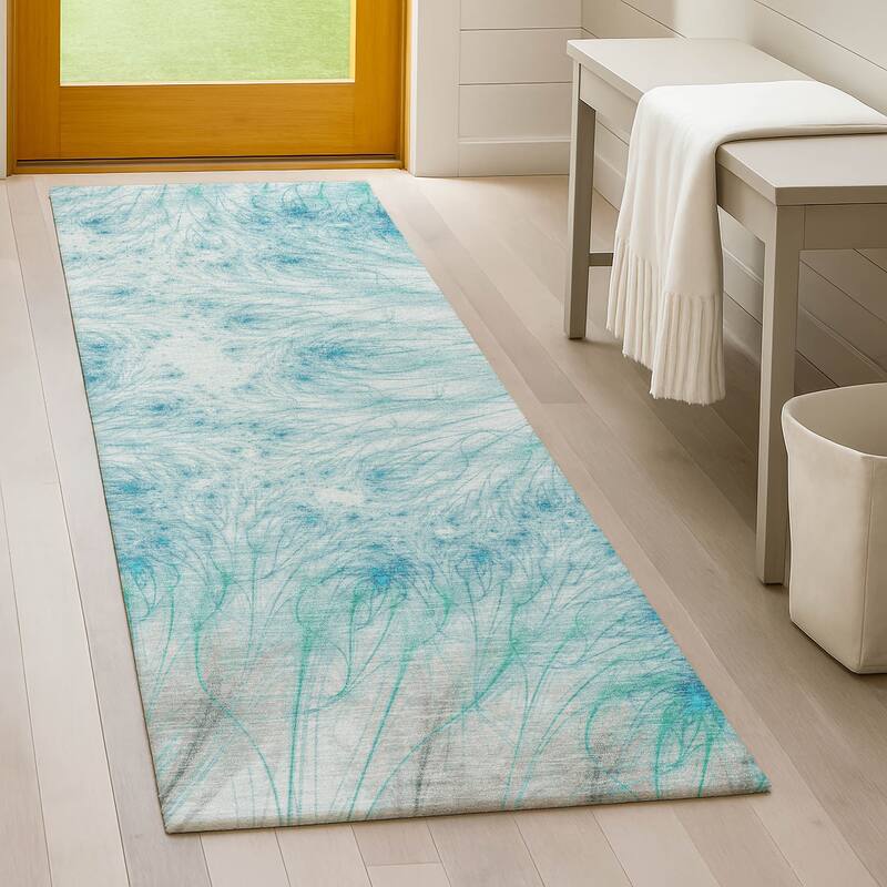 Machine Washable Indoor/ Outdoor Modern Cheraw Chantille Rug