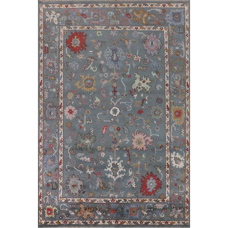 All-Over Floral Oushak Oriental Area Rug Handmade Wool Carpet - 8'10"x 11'11"