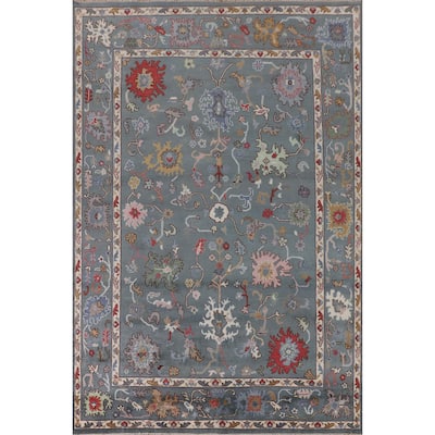 All-Over Floral Oushak Oriental Area Rug Handmade Wool Carpet - 8'10"x 11'11"