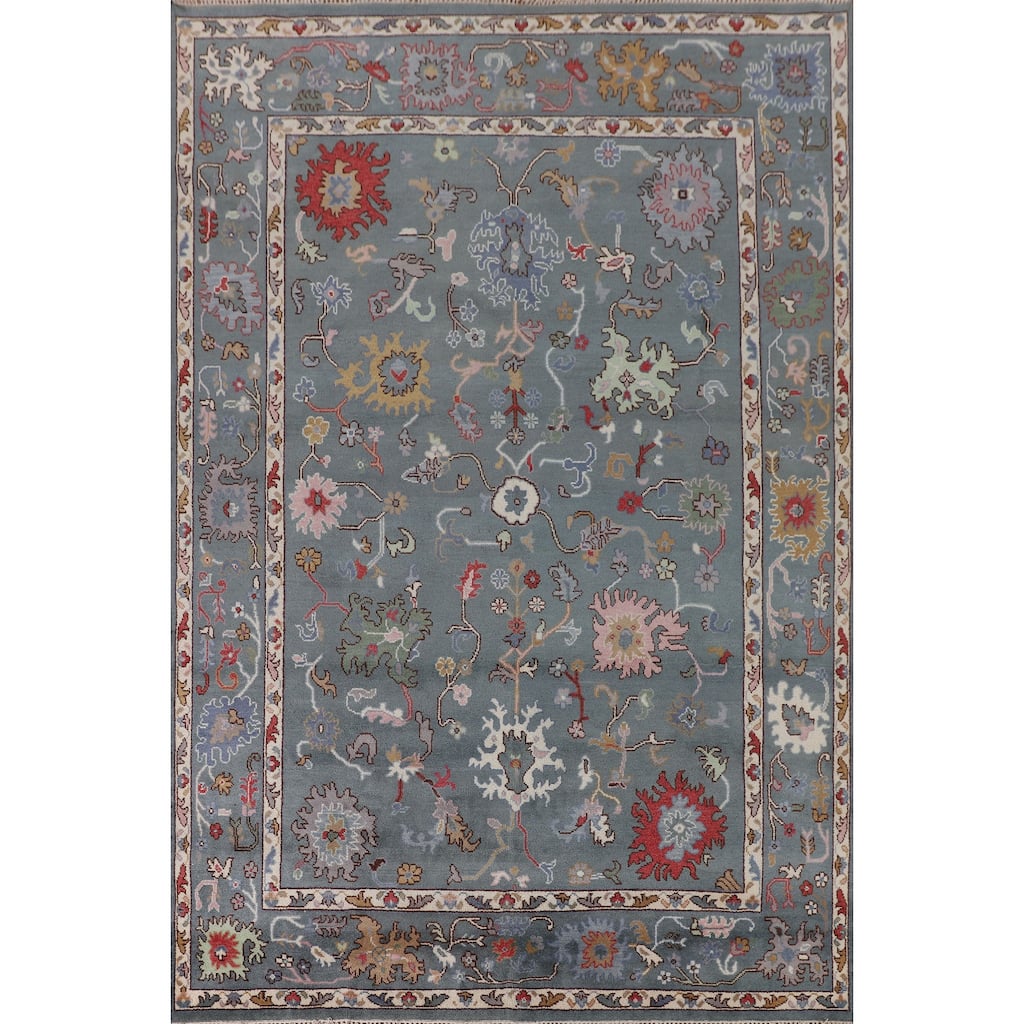 All-Over Floral Oushak Oriental Area Rug Handmade Wool Carpet - 8'10"x 11'11"