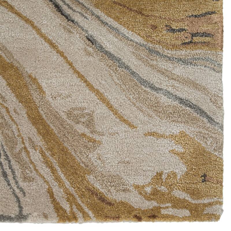 Porch & Den Beckham Handmade Abstract Gold/ Beige Wool-blend Area Rug