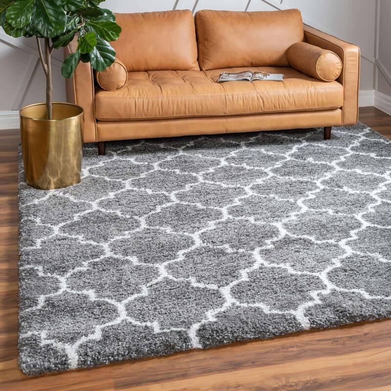 Shag Shoploni Collection Area Rug - 8' Square - Gray