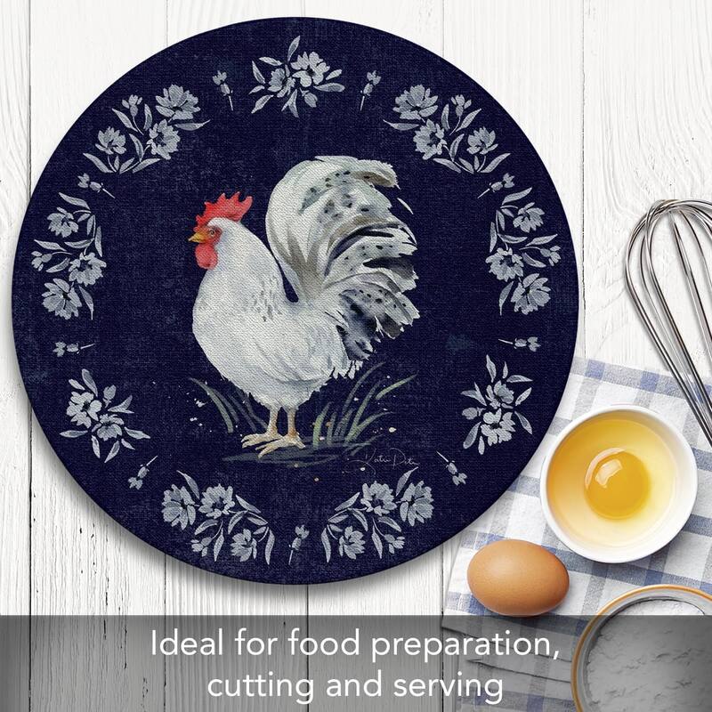 Home To Roost 4mm Heat Tolerant Round Tempered Glass Cutting Board 16" Round Made in the USA Food Preparation Board