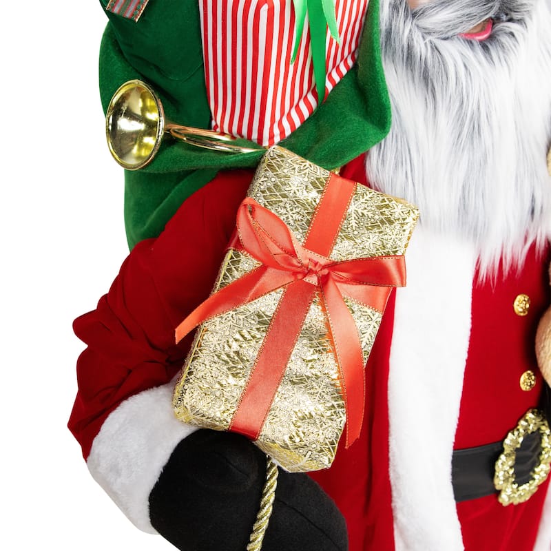 African American Standing Santa Claus with Presents Christmas Decoration - 5'