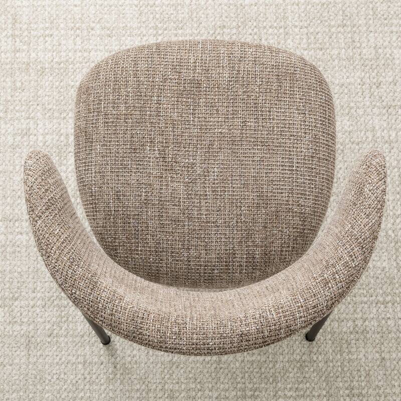 Modern Upholstered Dining Chairs with Curved Open Back and Black Metal Legs (Set of 6)