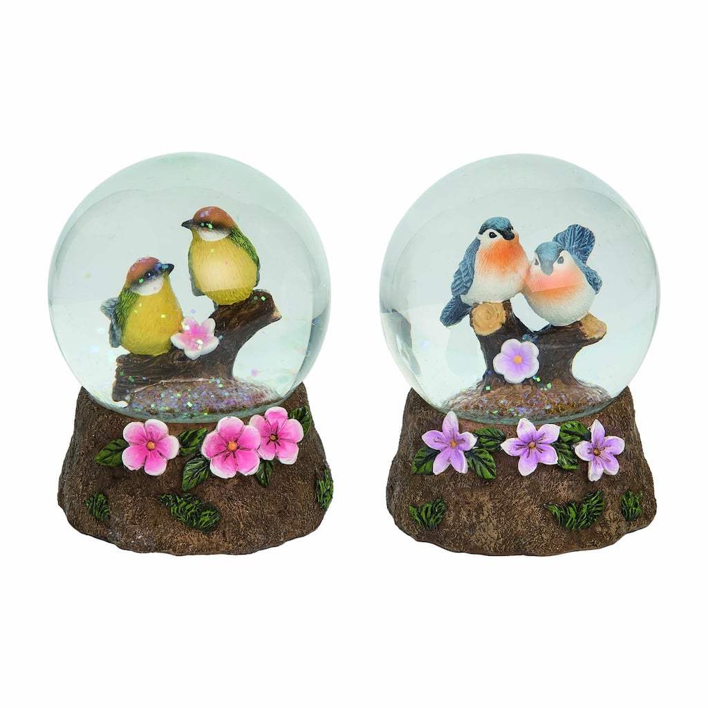 Transpac Resin Birds Water Globe Set of 2 Spring Home Decorations