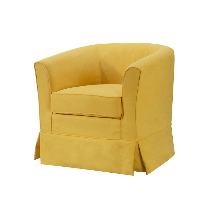 Woven Upholstered Swivel Barrel Chair - Yellow