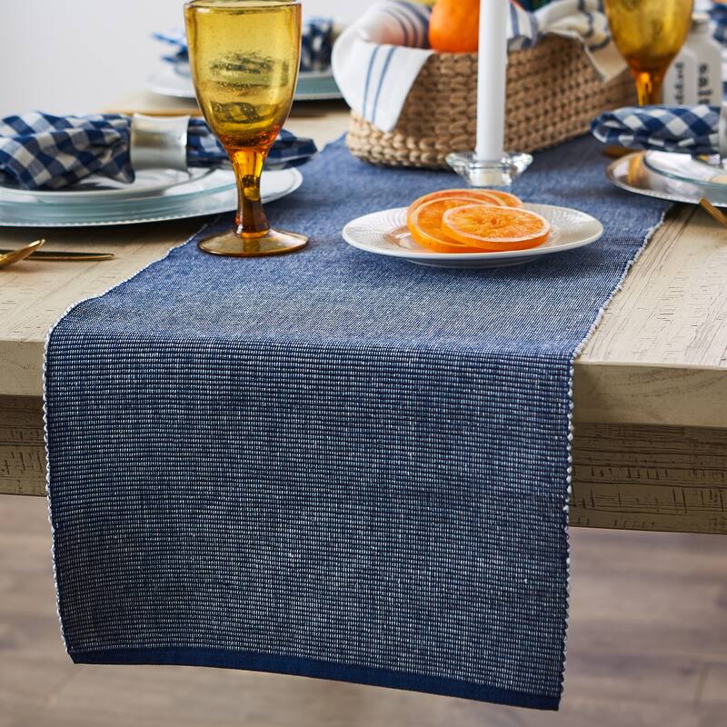 DII Black & White 2-Tone Ribbed Table Runner