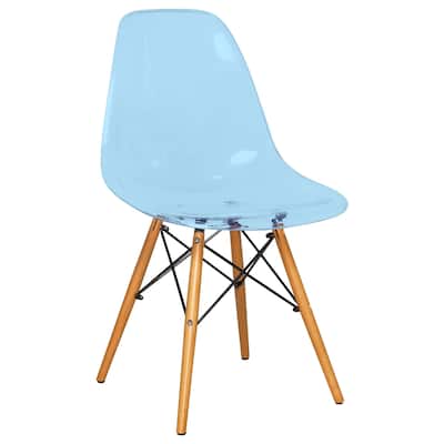 Cresco Acrylic Accent Banquet Side Dining Chair in Solid Beech Wood Legs for Indoor Outdoor Home Office Living Room & Kitchen